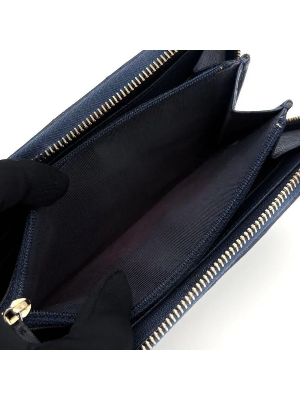 Chanel Quilted Caviar Leather Zip Around Wallet Navy